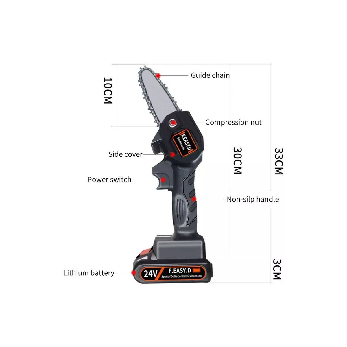 GENERICO - Mini Moto Sierra 6 plg inalámbrica 24V Recargable 550W