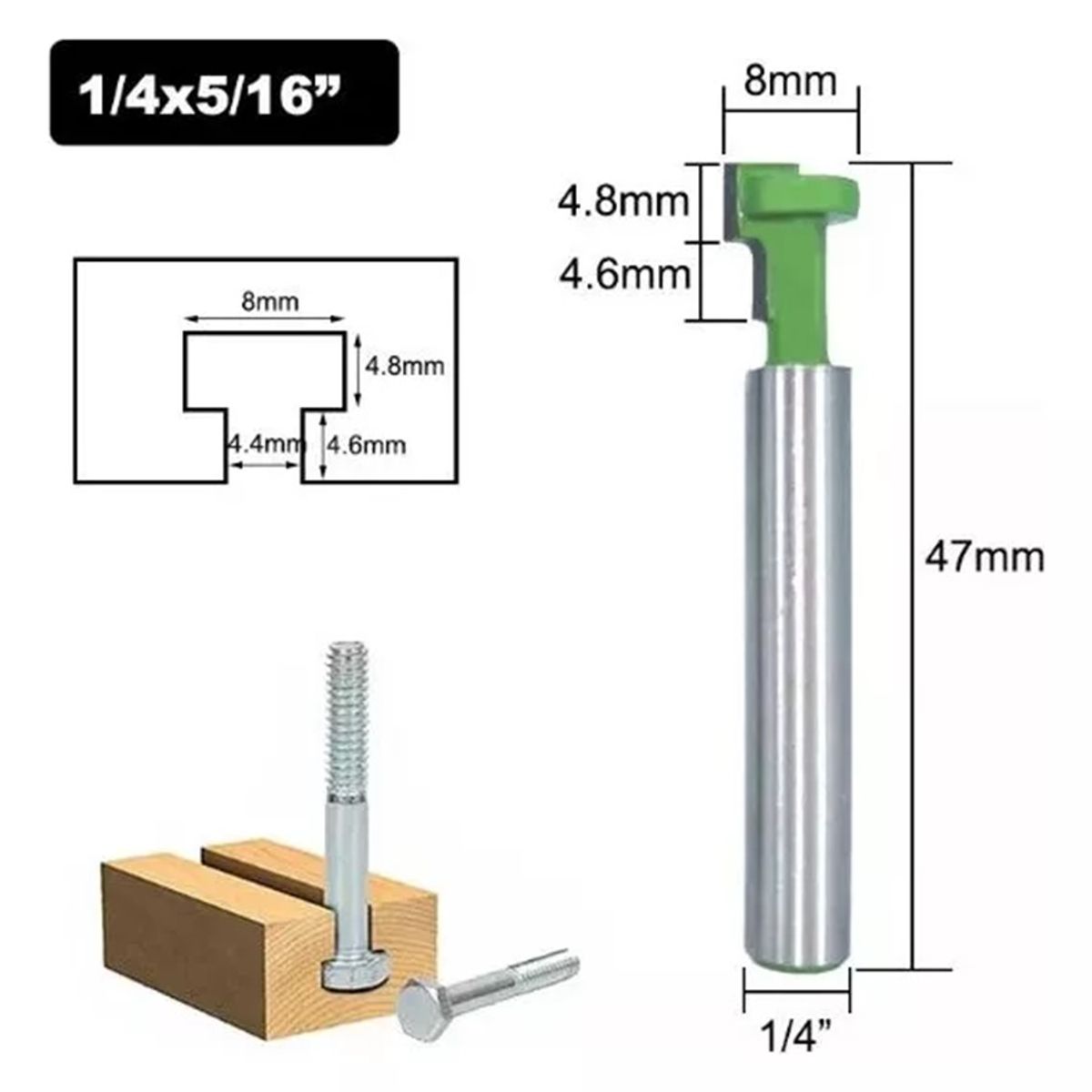 GENERICO - Fresa Tipo T Para Pernos Anclaje ¼ x 8 mm