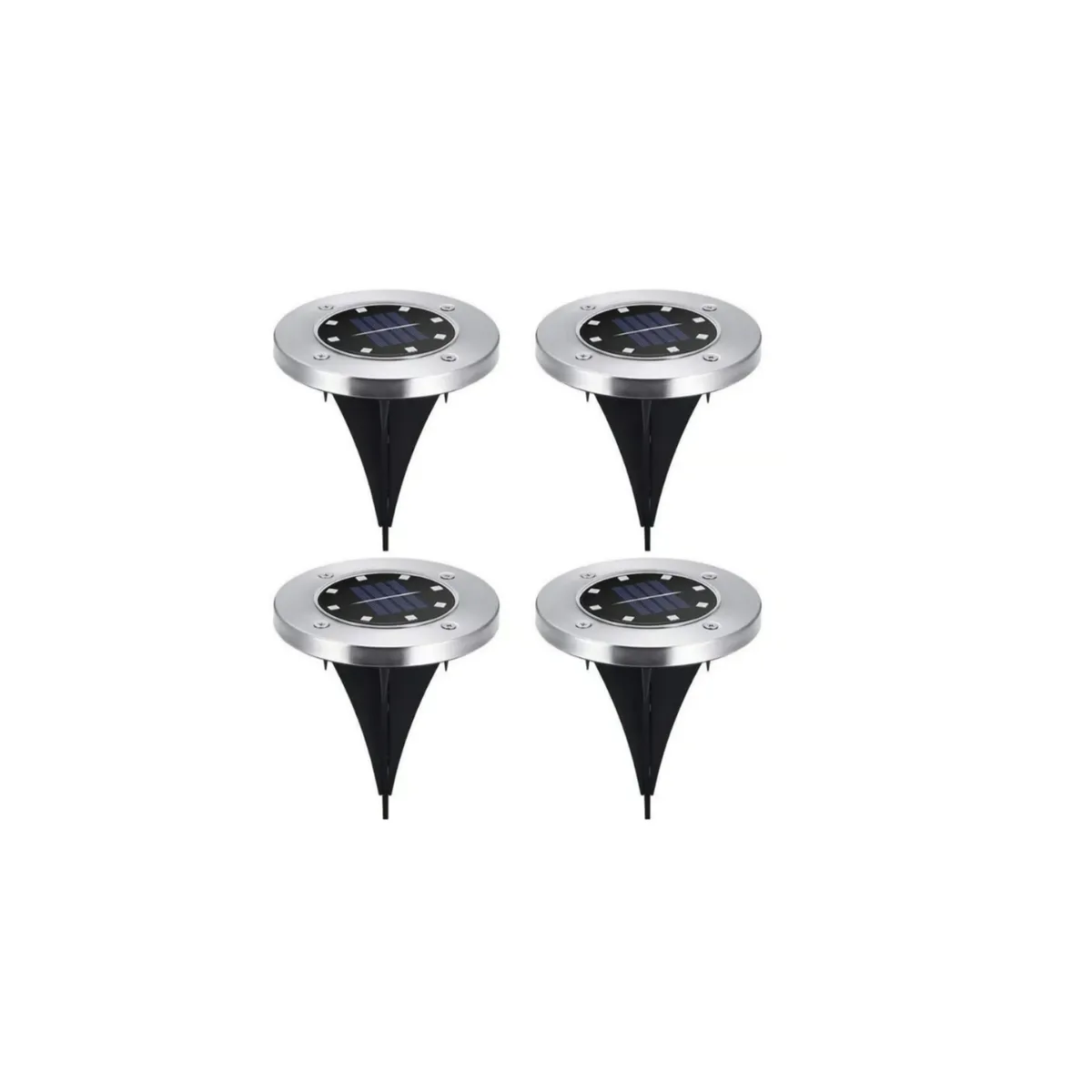 GENERICO - Set 4 Focos Led 8 Colores Carga Solar Para Jardín Con Estaca