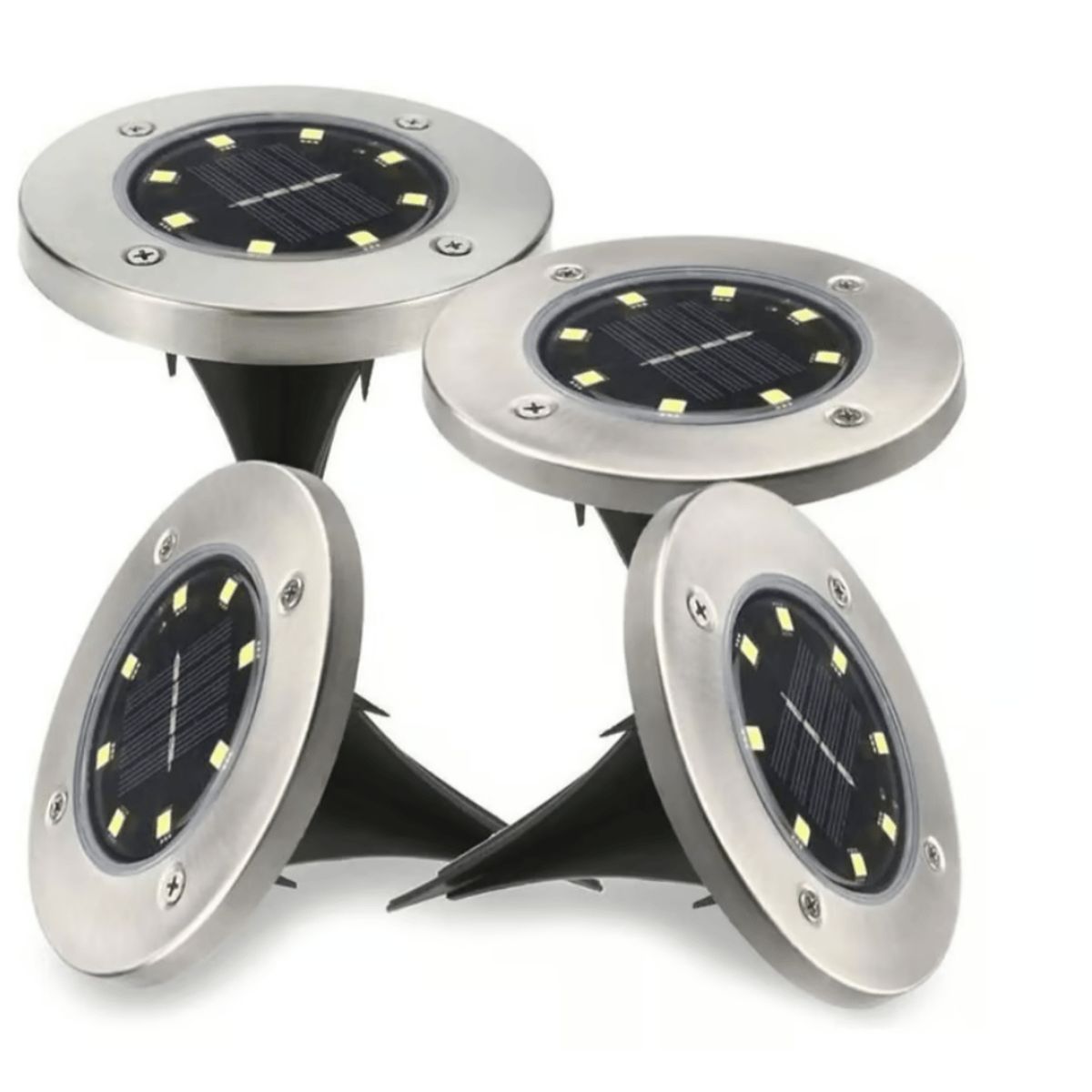 GENERICO - Set 4 Focos Led 8 Colores Carga Solar Para Jardín Con Estaca