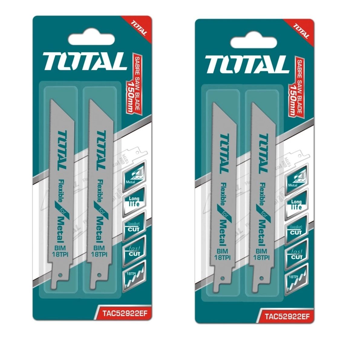 TOTAL - 4 Hojas Para Sierra Sable, Uso En  Metal. Marca TOTAL