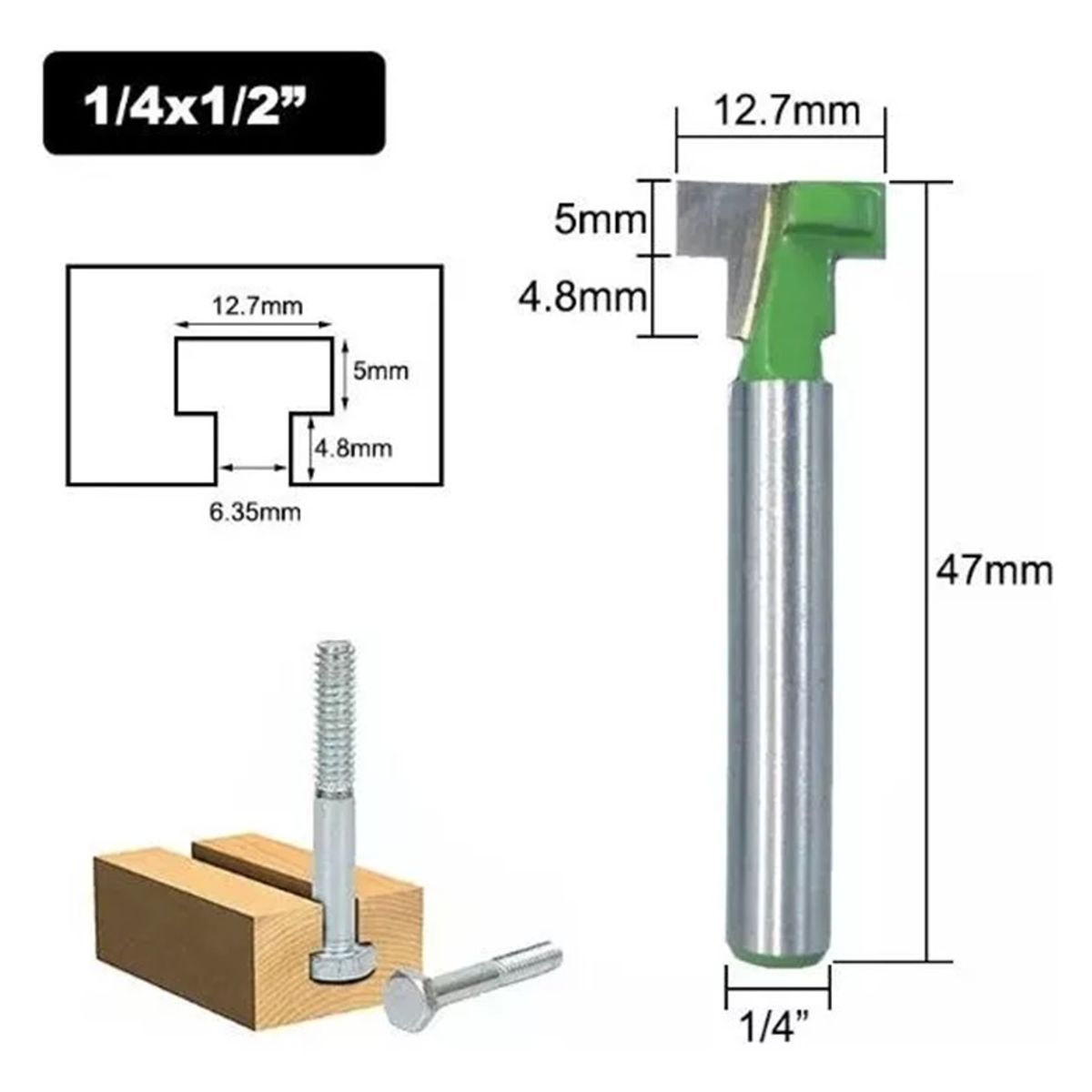 GENERICO - Fresa Tipo T Para Pernos Anclaje ¼ x 127 mm