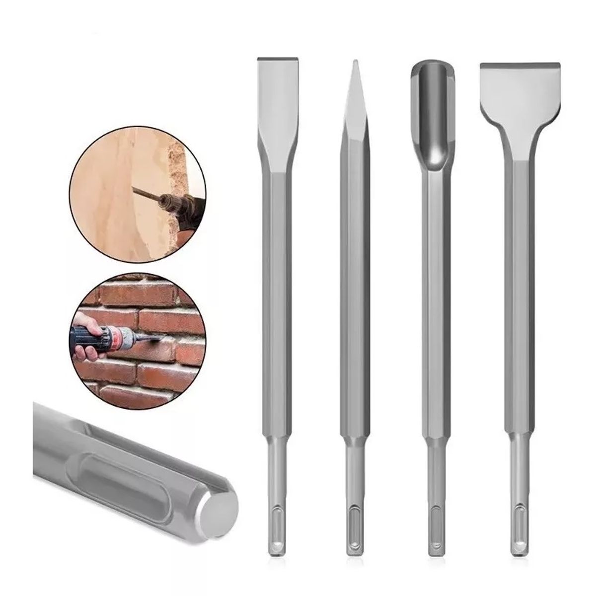 GENERICO - Set 4 Piezas Cincel Broca Rotomartillo
