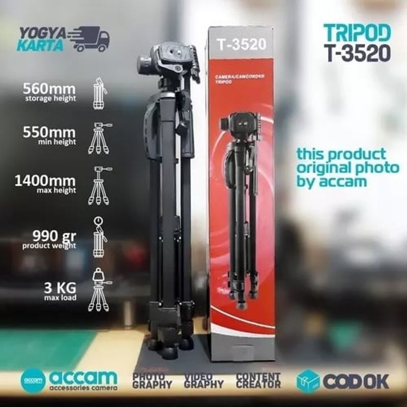 GENERICO - Trípode Para Cámaras Y Celulares T3520