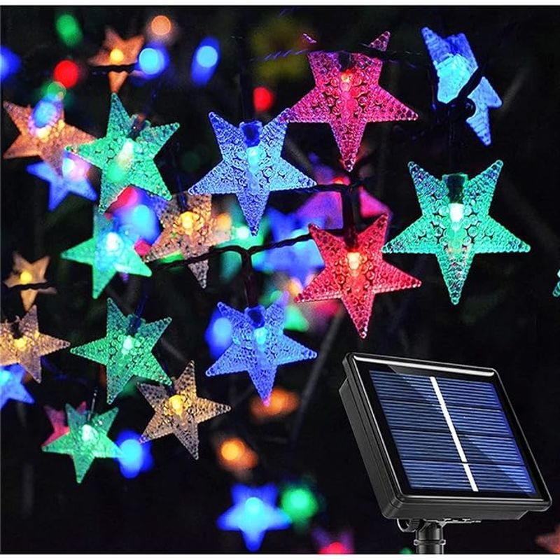 GENERICO - GUIRNALDA SOLAR ESTRELLA MULTICOLOR TRANSPARENTE 6.5 MTS 30 L