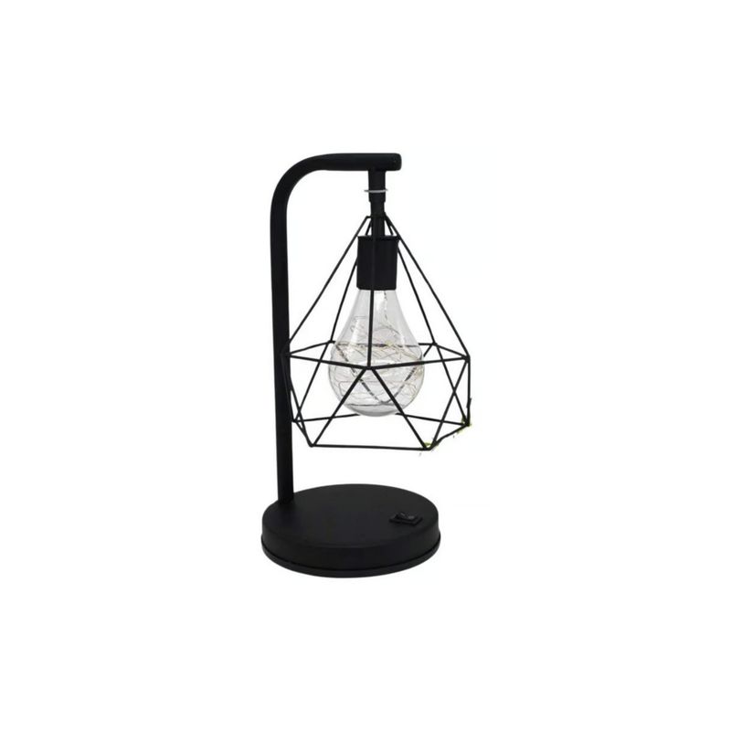 GENERICO - Lampara De Mesa Metal Diseño Diamante Decoración Hogar a Pilas