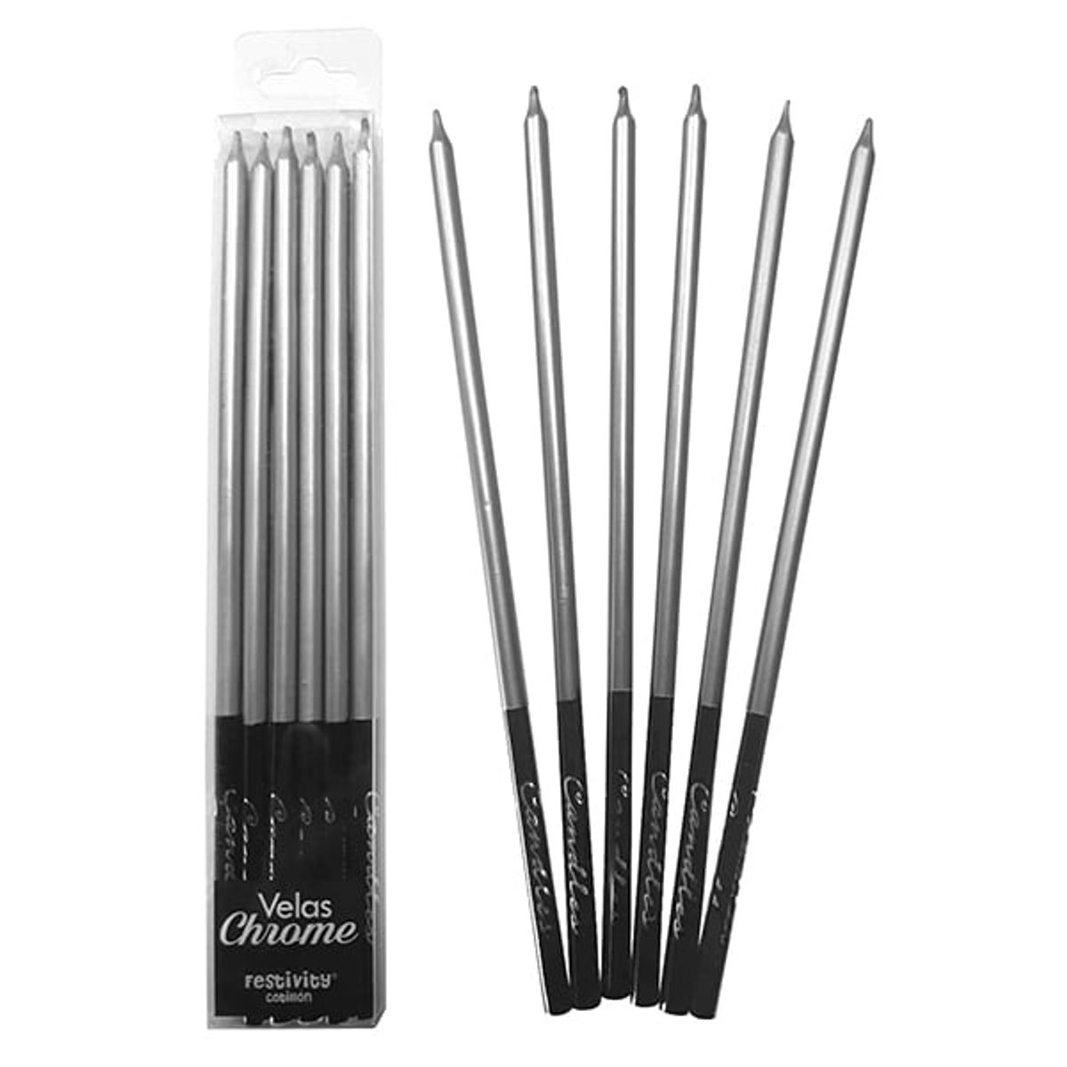 GENERICO - VELA CHROME PLATEADA X6 UNI