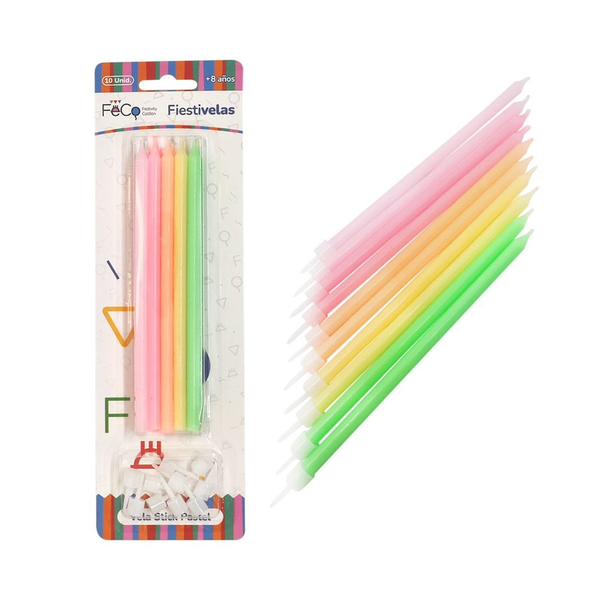 GENERICO - VELA STICK PASTEL MIX X10UNI