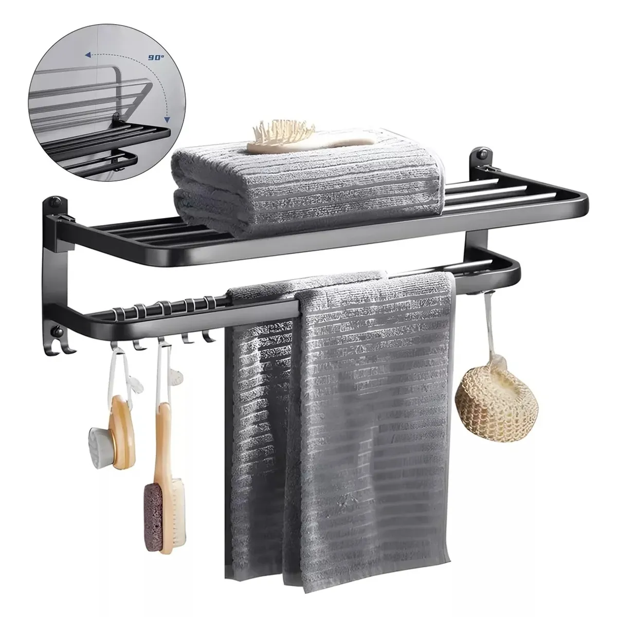 TNAKIEX - Toallero Soporte De Toallas Estante Para Baño De Pared 60cm