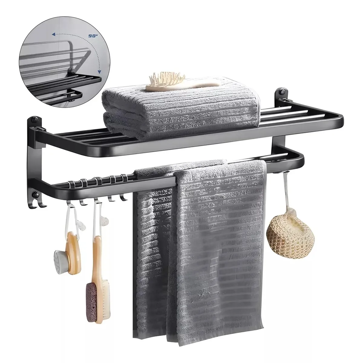 TNAKIEX - Toallero Soporte De Toallas Estante Para Baño De Pared 60cm