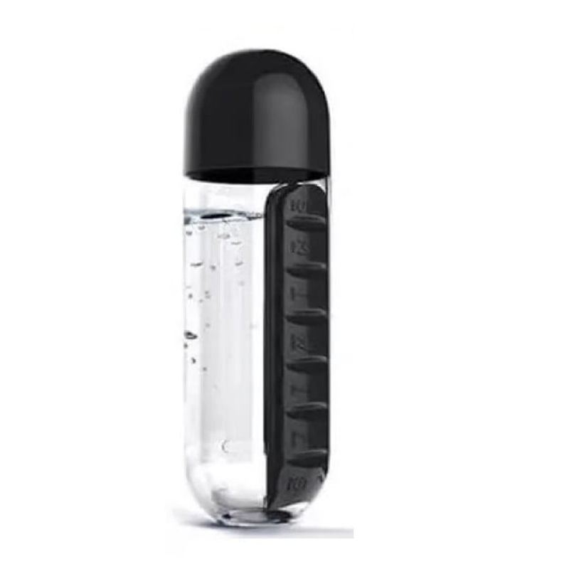 ANGELES DEL HOGAR - Botella De Agua 600ml + Pastillero Organizador De Pastillas Roja
