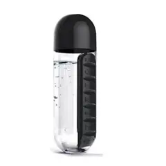 ANGELES DEL HOGAR - Botella De Agua 600ml + Pastillero Organizador De Pastillas Roja