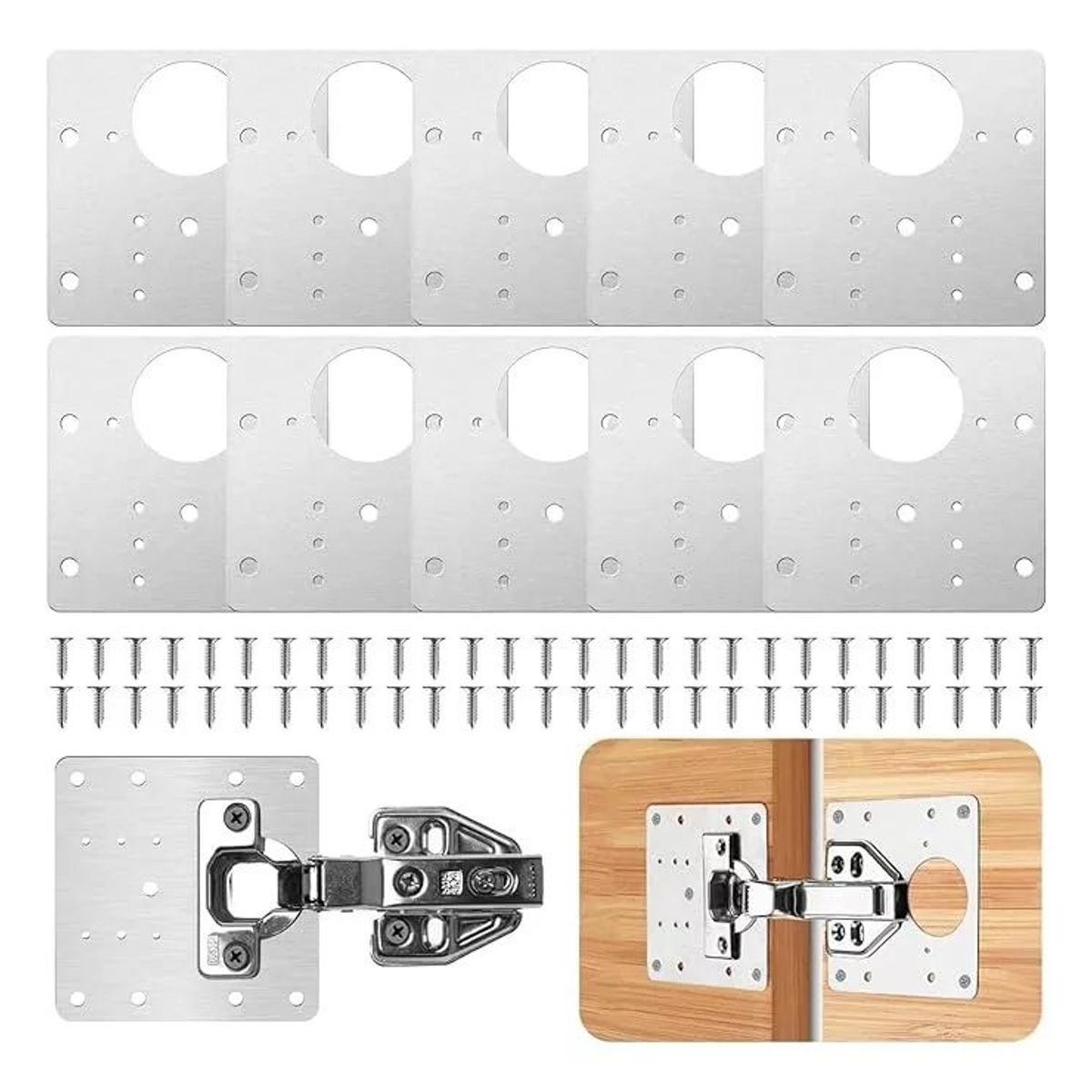 KUANGYE - 10 Pcs Placa De Reparacion Bisagra Mueble Tornillos Puerta
