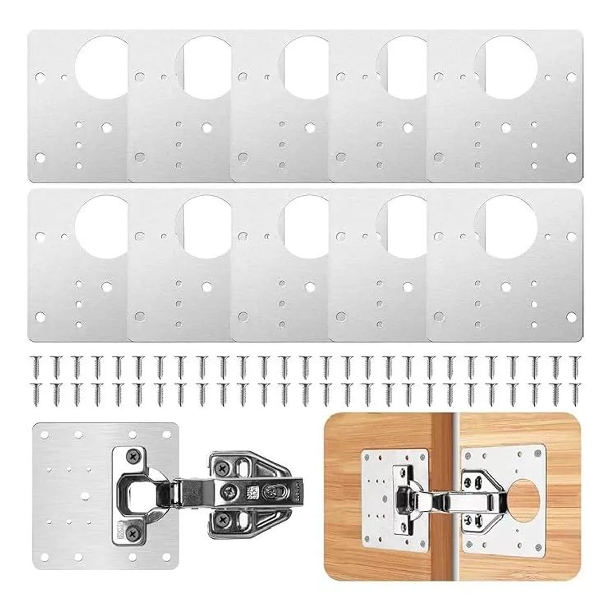 KUANGYE - 10 Pcs Placa De Reparacion Bisagra Mueble Tornillos Puerta