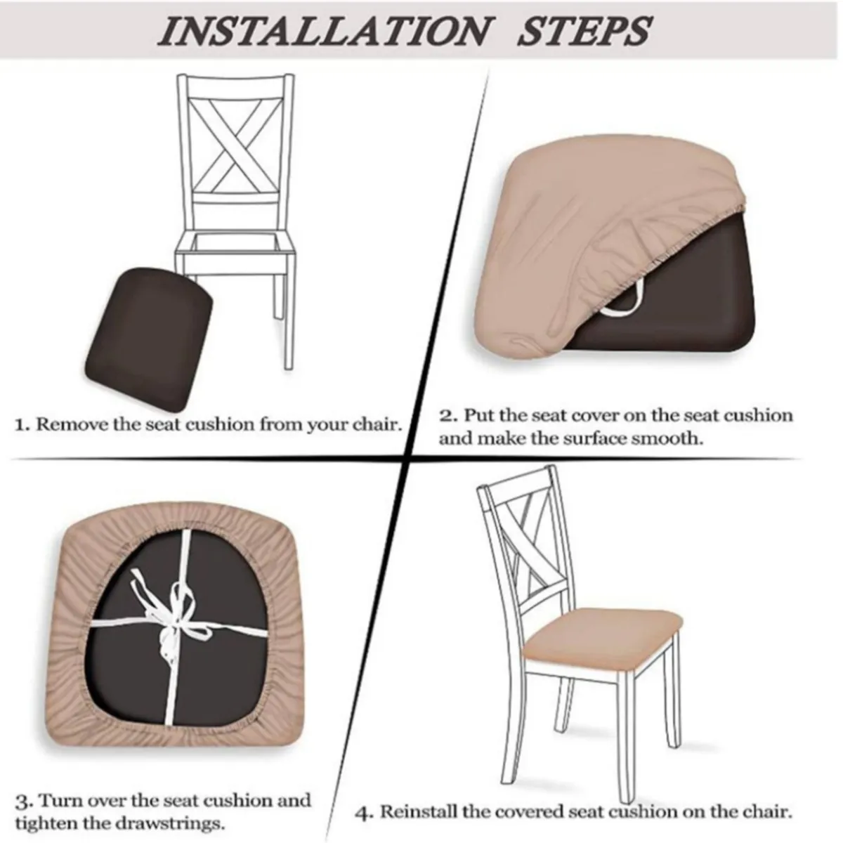 GENERICO - Pack de 4 fundas Cubre Asientos para sillas de comedor
