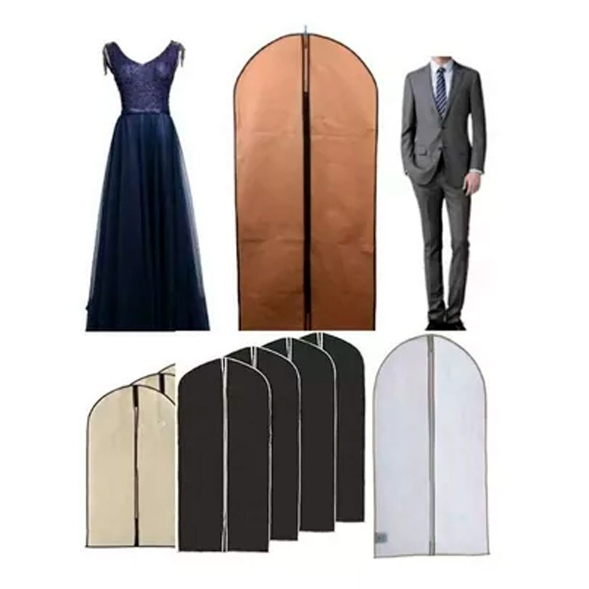 GENERICO - 4 Fundas Protectora Cubre Trajes Vestidos Organizador negro