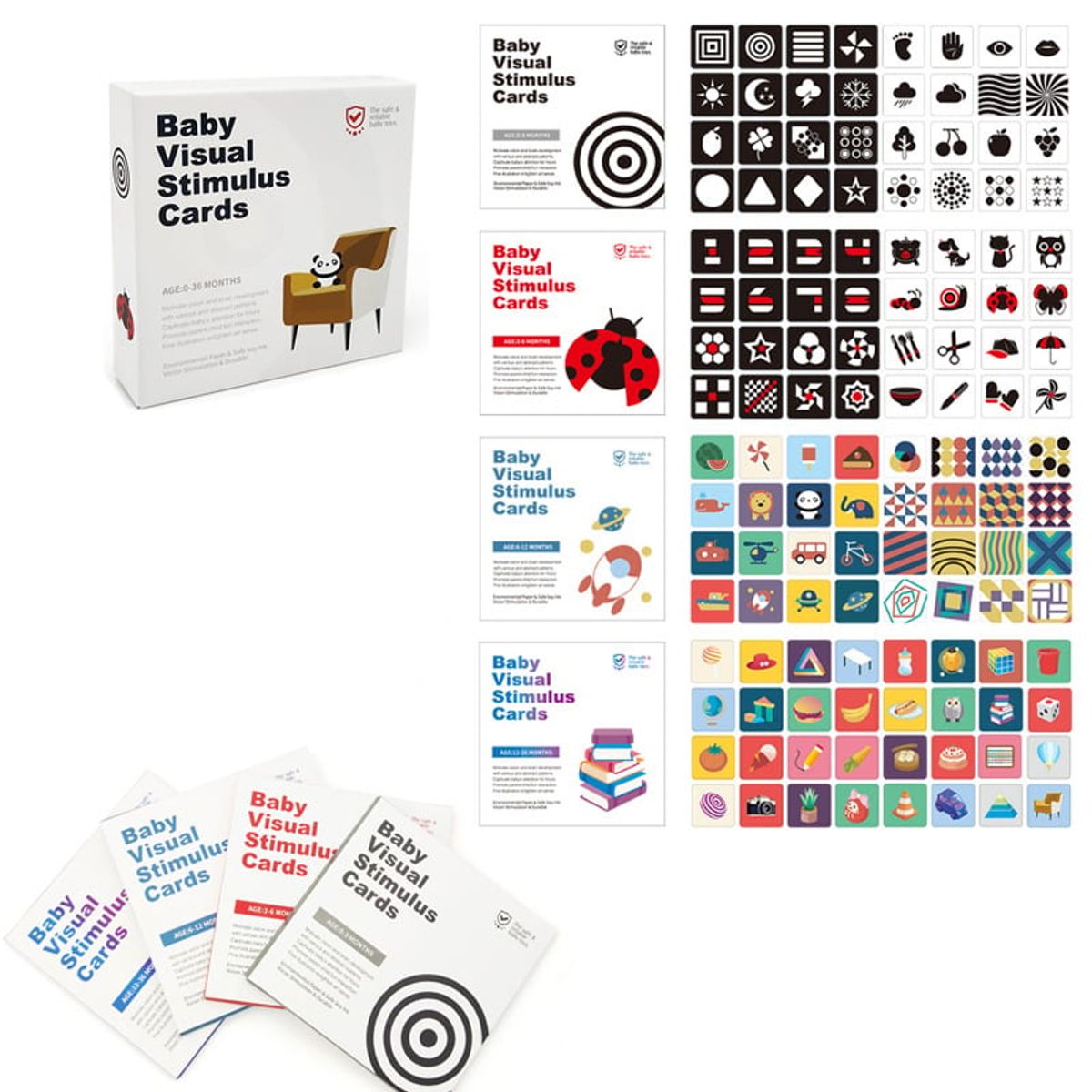 KUANGYE - Set Tarjetas De Estimulación Visual Para Bebés 0-36 Meses