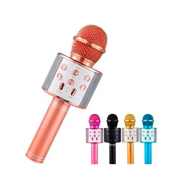GENERICO - Micrófono Karaoke negro Mini Parlante Portátil dorado