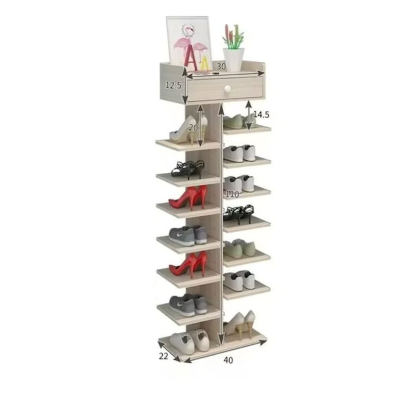 GENERICO - Zapatero Organizador Estante Zapatos 14 Pcs Hall Armario Madera Clara