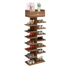 GENERICO - Zapatero Organizador Estante Zapatos 14 Pcs Hall Armario Madera Oscura