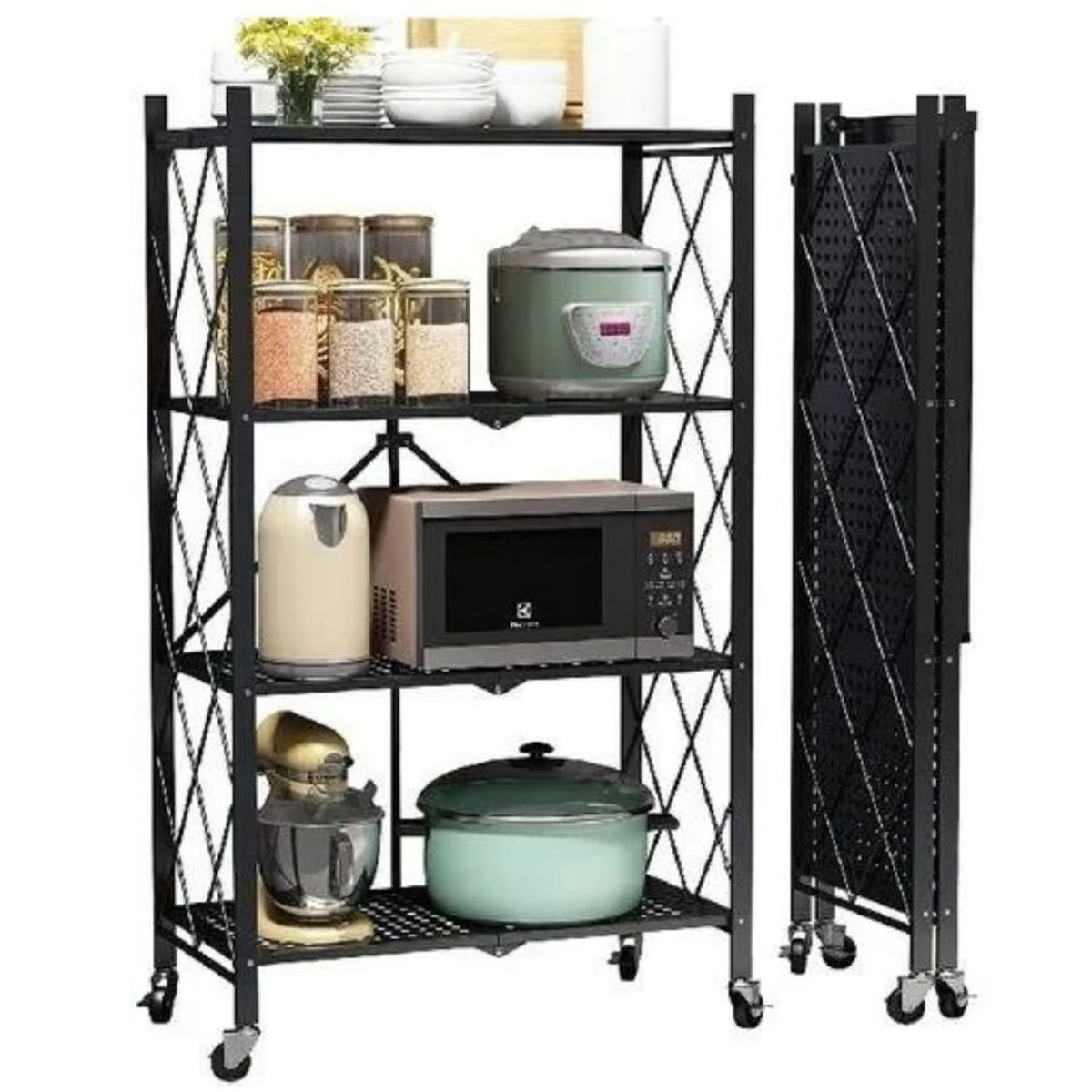 GENERICO - Estante Organizador Plegable Metálico Multiuso 4 Niveles