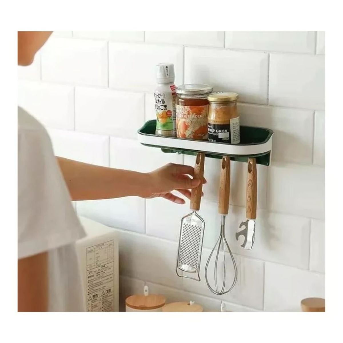 GENERICO - Estante Adhesivo Con Ganchos Colgar Organizador Cocina Baño