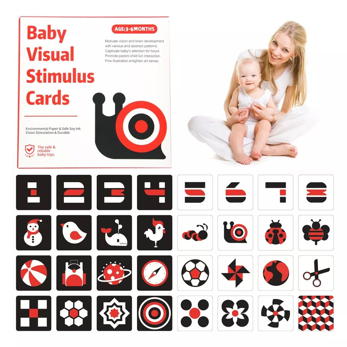 KUANGYE - Tarjetas Estimulación Visual Bebé Alto Contraste Sensorial