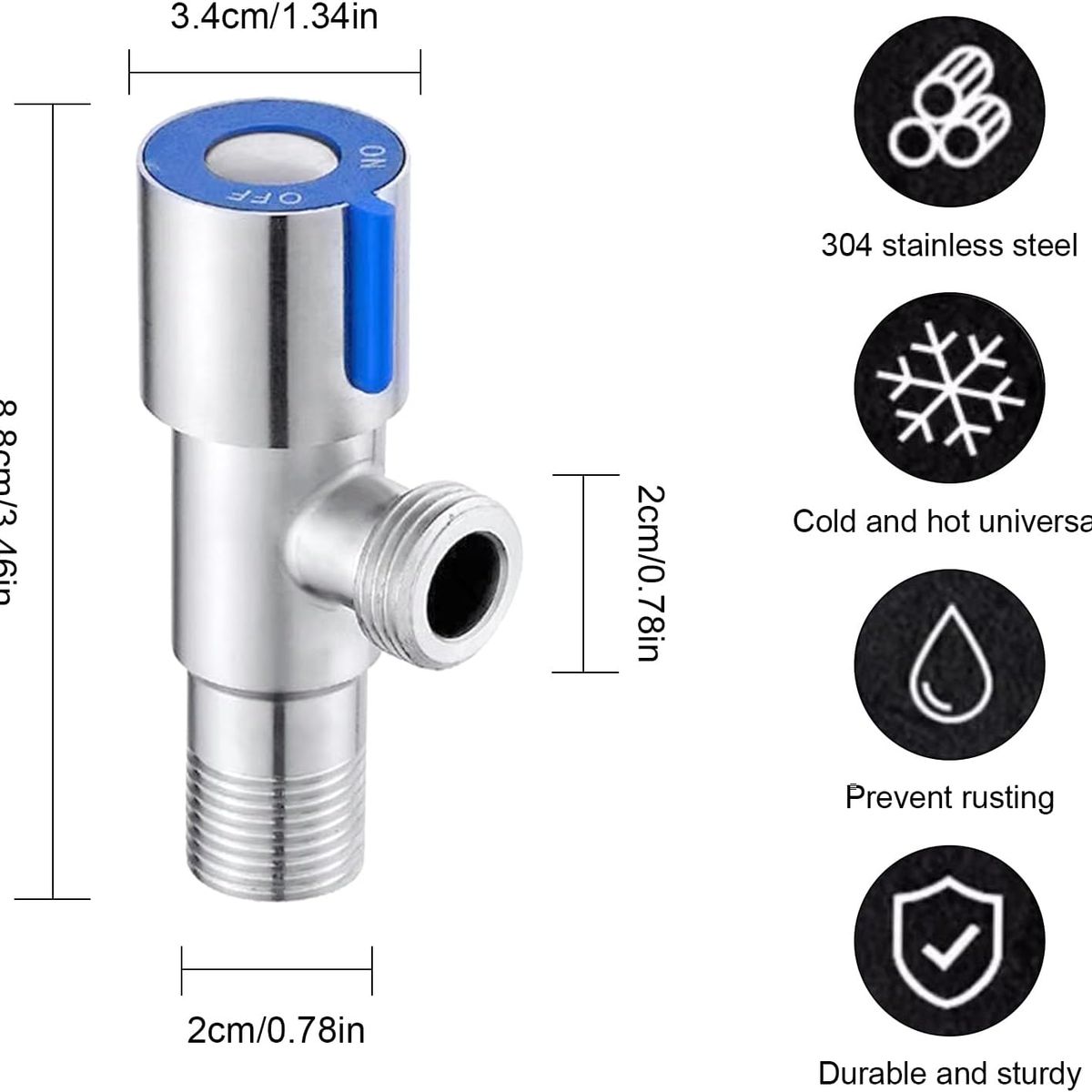 KUANGYE - Llave De Paso Angular Azul 1/2 - 5 Unidades