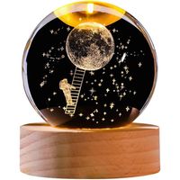 Esfera De Cristal Y Madera Con Luz Blanca