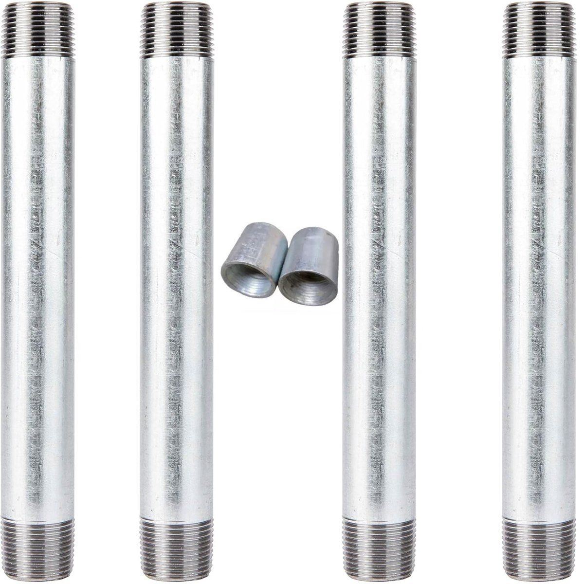 KUANGYE - 4 Tubos Galvanizado 3/4 1mt Hilo Ambos Extremos+coplas Union