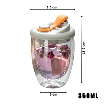 Imagen 2 del producto Vaso Cafe Vidrio Doble Pared Termica Mug Tapa Antiderrame