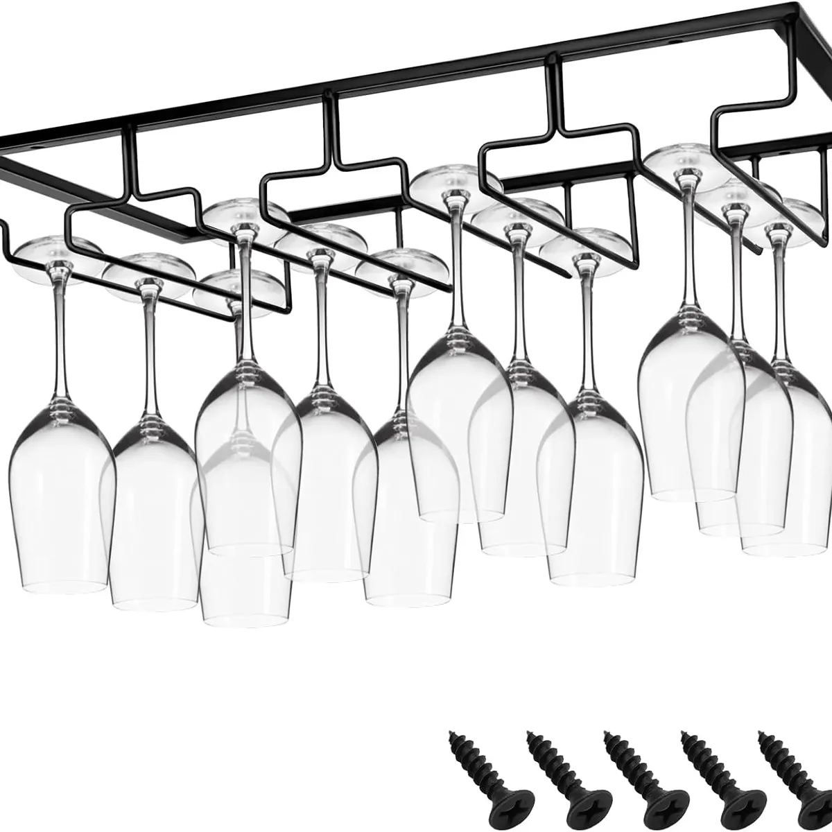 KUANGYE - Colgador De Copas Metal Cromado Bar Premium Organización