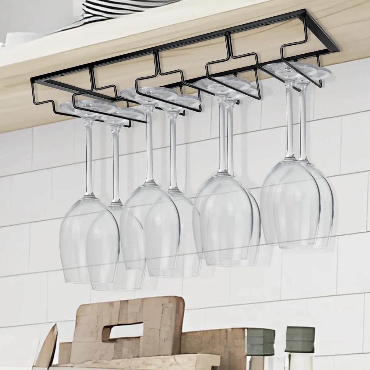 KUANGYE - Colgador De Copas Metal Cromado Bar Premium Organización