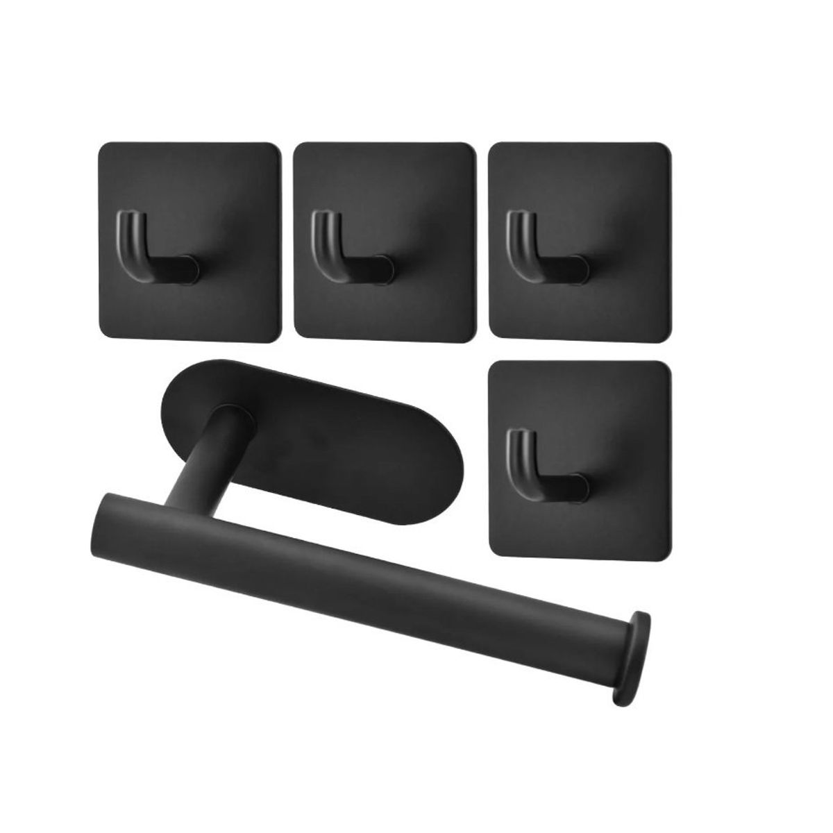 GENERICO - Porta Papel Higienico 304 Inoxidable 4 Gancho De Ropa Black