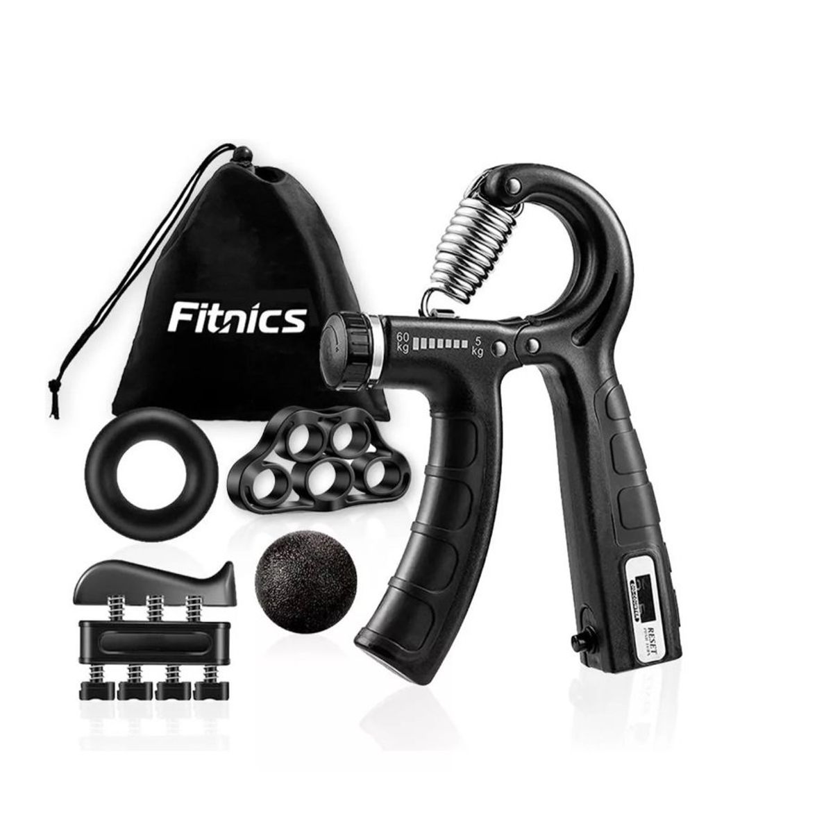 GENERICO - Set Hand Grip Ejercitador Manos Y Antebrazo 10-60 Kg Negro