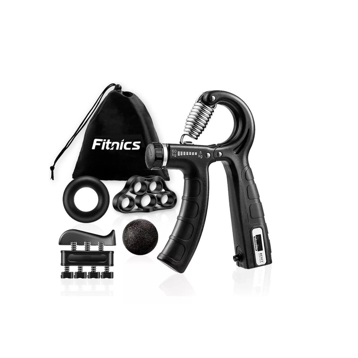 GENERICO - Set Hand Grip Ejercitador Manos Y Antebrazo 10-60 Kg Negro