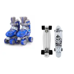 GENERICO - Pack Skate Skull Sk23 + Patines 4 Rueda Ajustable Niño S