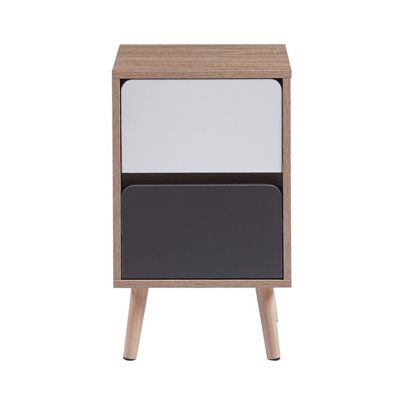 PANDALINO - Velador Margot - Diseño Nórdico Minimalista, 2 Cajones