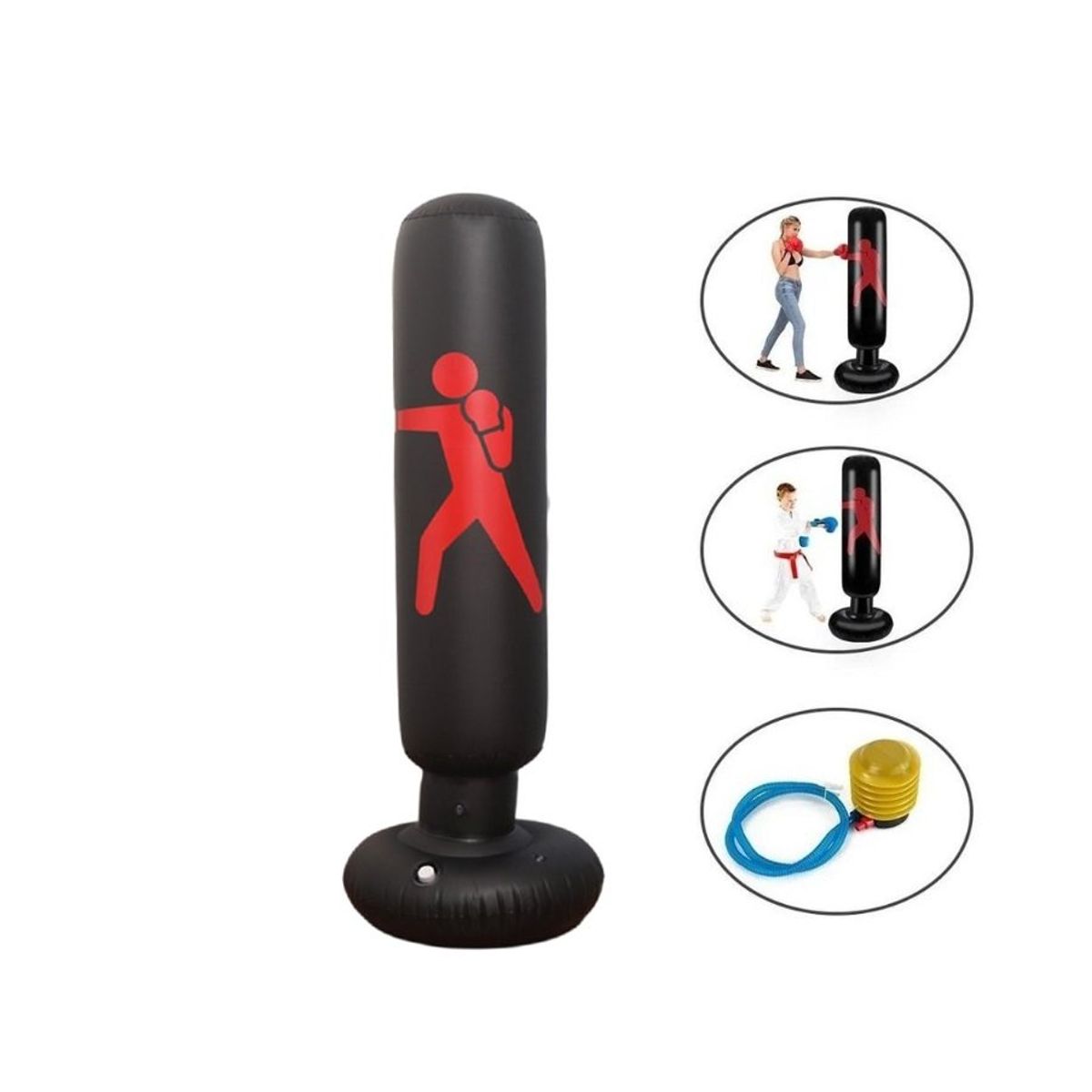 GENERICO - Bolsa De Boxeo Inflable De Pie Base De Pvc Niños Negro