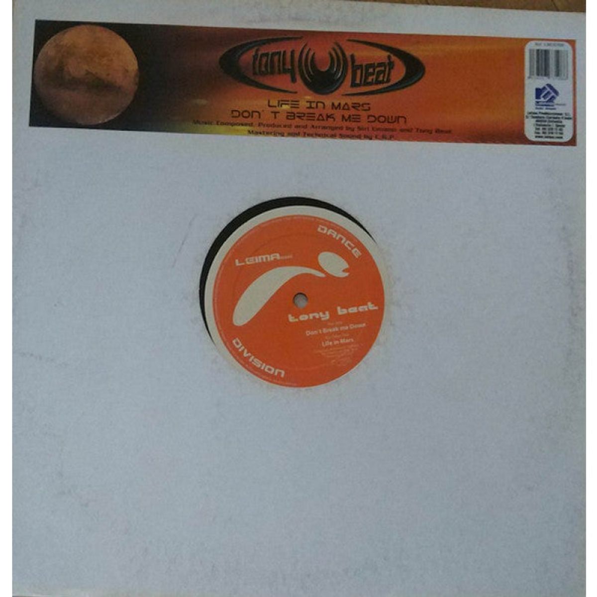 GENERICO - Tony Beat  Life In Mars  Dont Break Me Down Vinilo VG+