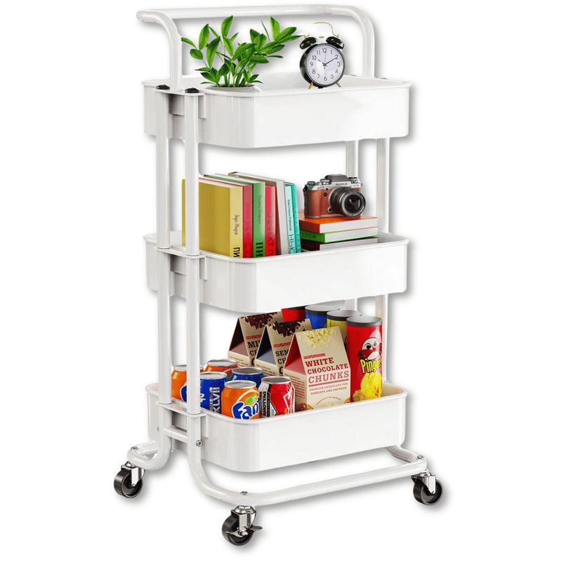 UTILISIMO - Carrito De Almacenamiento Organizador 3 Nivel Con Ruedas Color Blanco