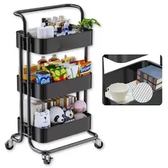UTILISIMO - Carrito De Almacenamiento Organizador 3 Niveles Con Ruedas Color Negro