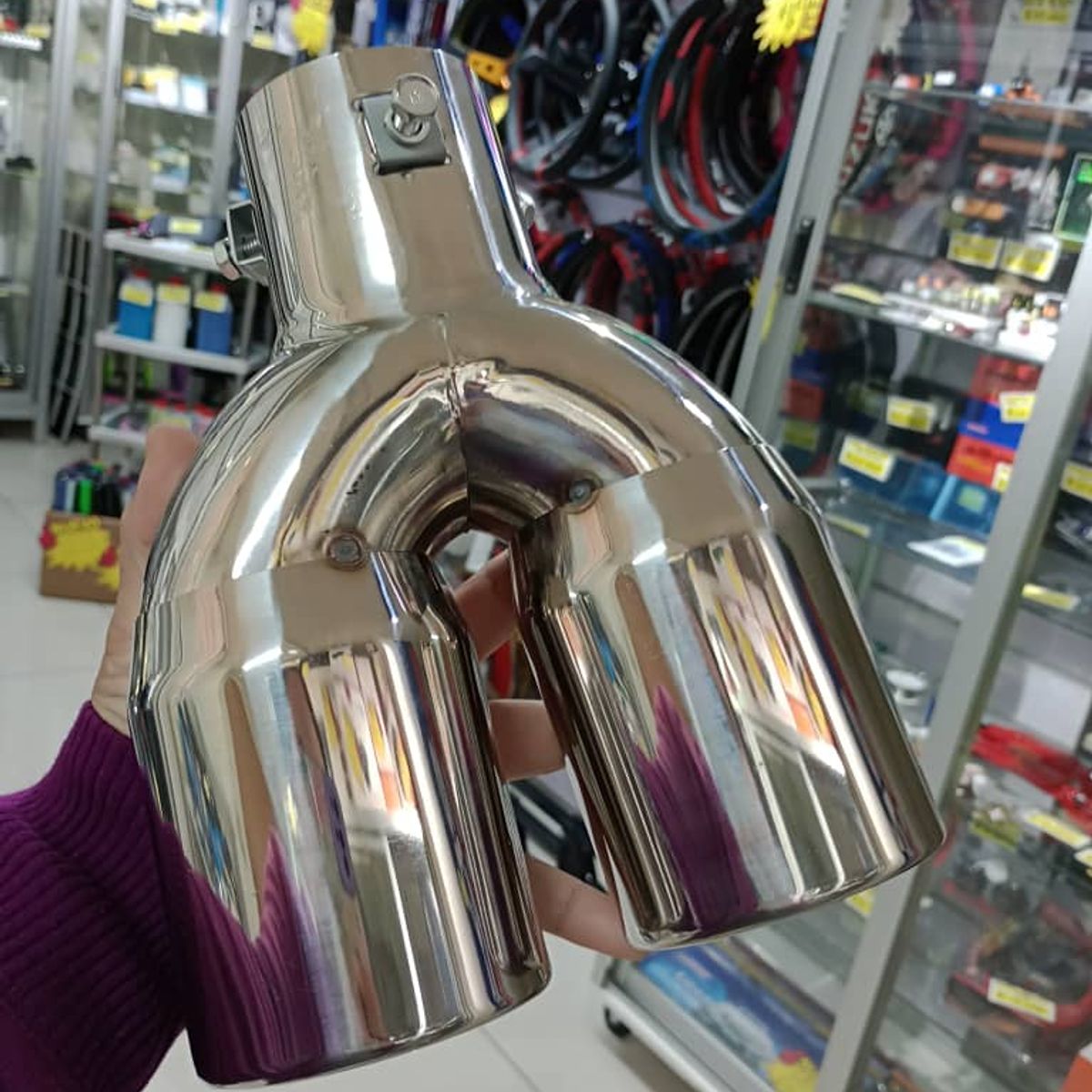 GENERICO - Doble Cola de escape decorativa tunning de acero inoxidable