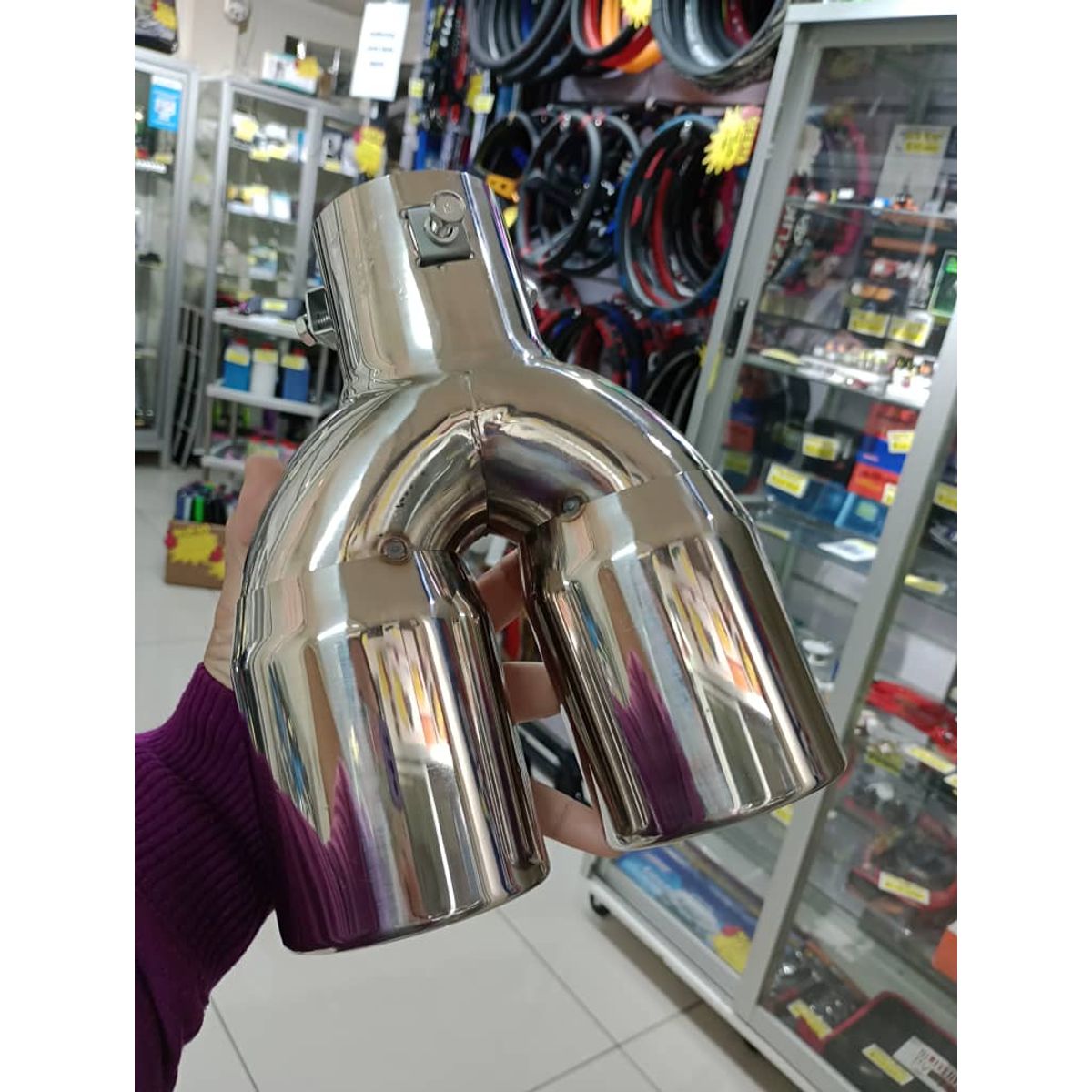 GENERICO - Doble Cola de escape decorativa tunning de acero inoxidable