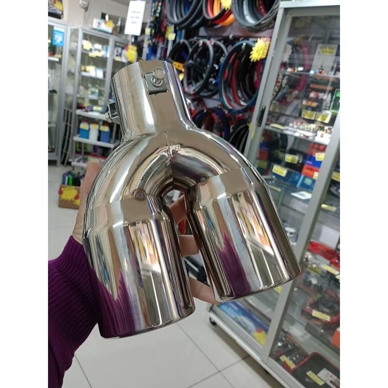 GENERICO - Doble Cola de escape decorativa tunning de acero inoxidable