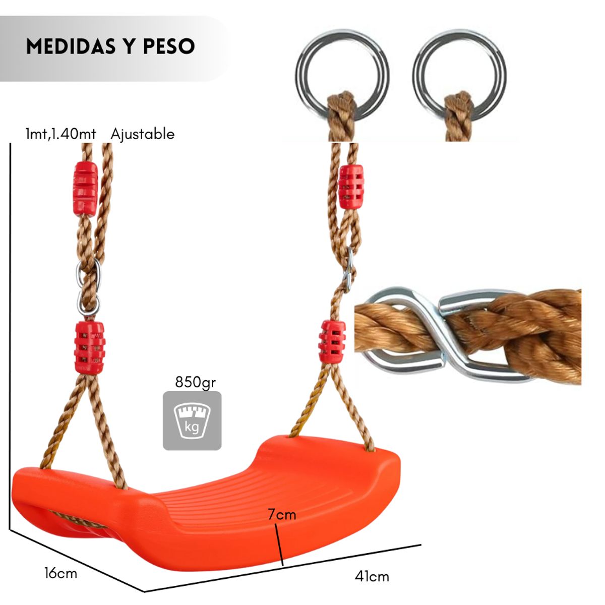 GENERICO - Columpio Ajustable Portátil Para Niños Asiento Giratorio