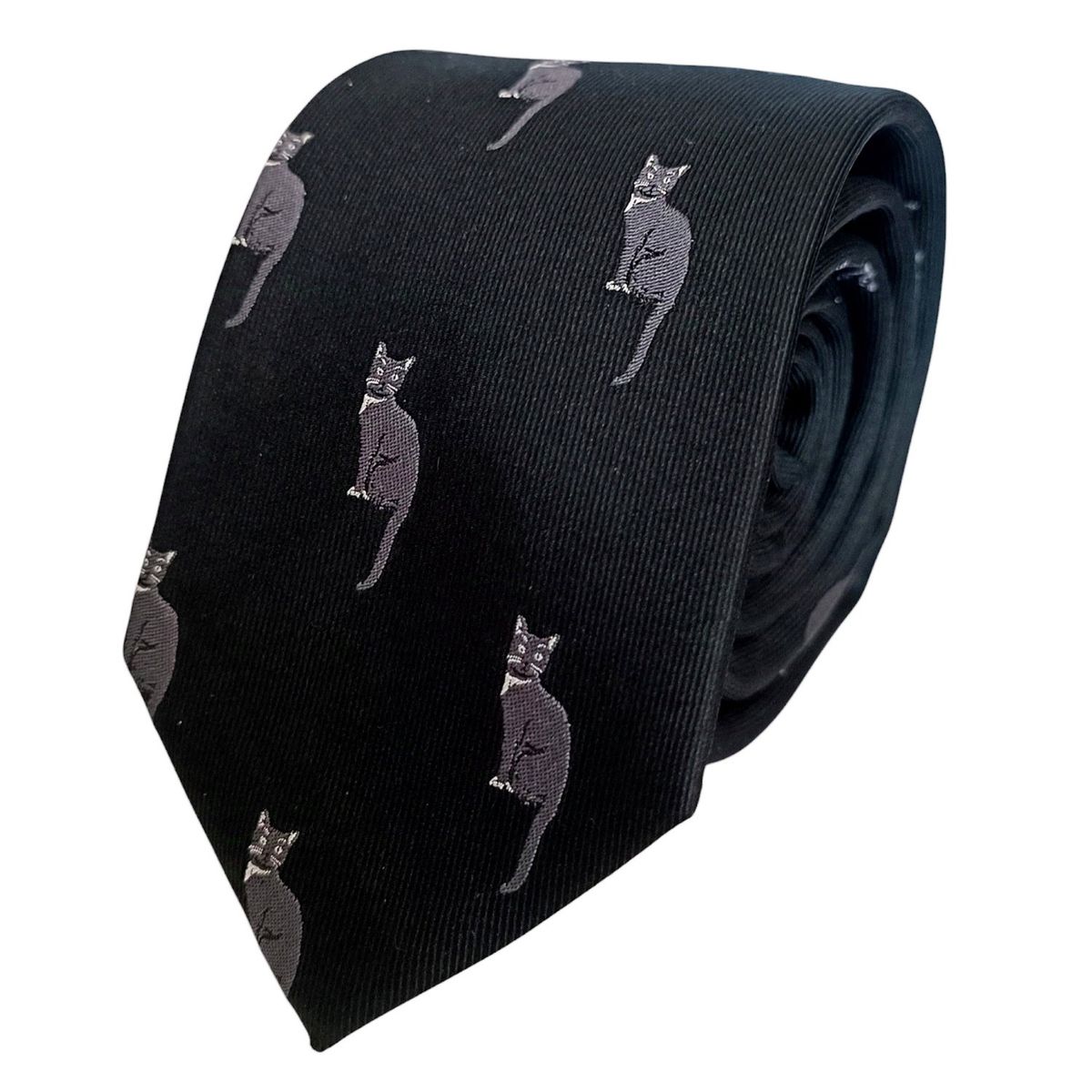 LUCIA CORBATAS - Corbata seda negra Gatos Luciacorbatas