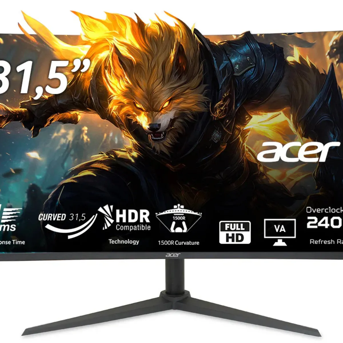 ACER - Monitor Gamer Curvo XZ320Q315FHDPanel VA 1ms VRB240HzHDR10