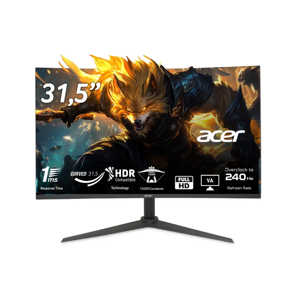 ACER - Monitor Gamer Curvo XZ320Q315FHDPanel VA 1ms VRB240HzHDR10