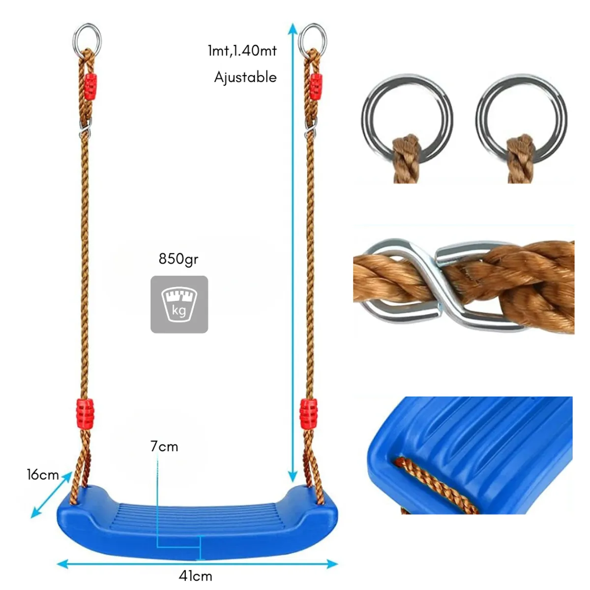 GENERICO - Columpio Ajustable Portátil Para Niños Asiento Giratorio